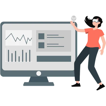 Frau präsentiert Finanzdiagramm  Illustration