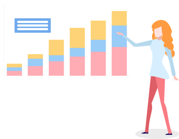 Frau präsentiert finanzielles Wachstum auf analytischen Diagrammen  Illustration