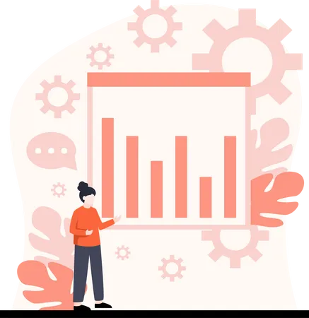 Frau präsentiert Geschäftsanalysediagramm  Illustration