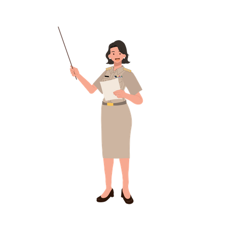 Frau präsentiert mit Stock  Illustration