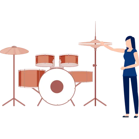 Frau präsentiert Musikband  Illustration