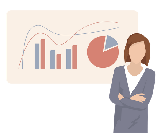 Frau präsentiert Analysebericht  Illustration