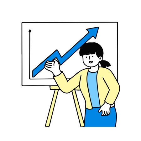 Frau präsentiert Wachstumsdiagramm  Illustration