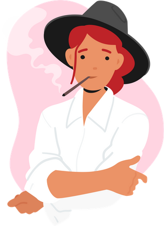 Frau raucht Zigarette  Illustration