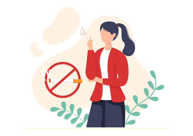 Frau raucht Zigaretten  Illustration