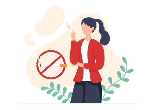 Frau raucht Zigaretten  Illustration