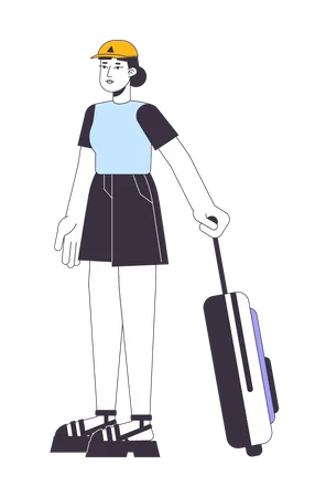 Frau reist mit Koffer  Illustration