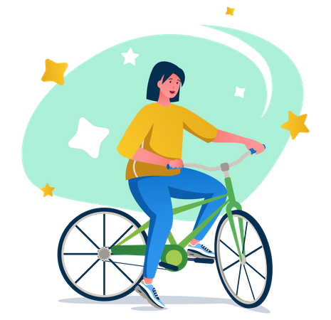 Frau auf dem Fahrrad  Illustration