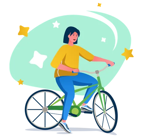 Frau auf dem Fahrrad  Illustration