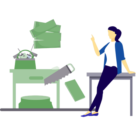Frau repariert den Tisch  Illustration