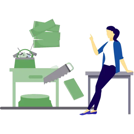 Frau repariert den Tisch  Illustration