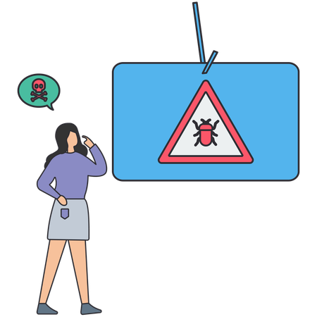 Frau scannt Antivirus  Illustration