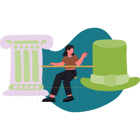 Frau schaut auf magischen Hass  Illustration