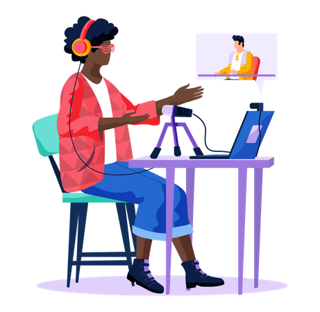 Frau schaut Sendung  Illustration