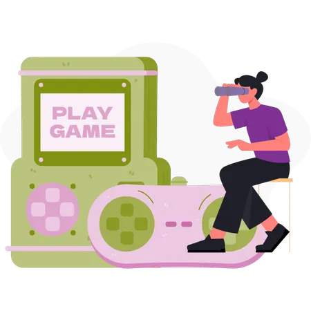 Frau schaut beim Spielen zu  Illustration