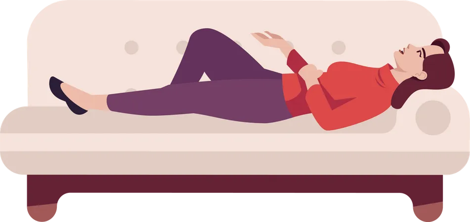 Frau schläft auf der Couch  Illustration