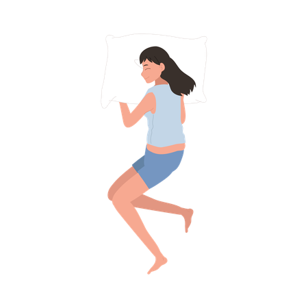 Frau schläft friedlich auf einem Bett  Illustration