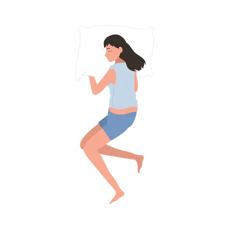 Frau schläft friedlich auf einem Bett  Illustration