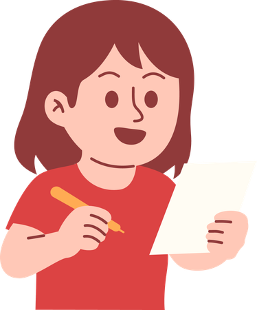 Frau schreibt auf Papier  Illustration