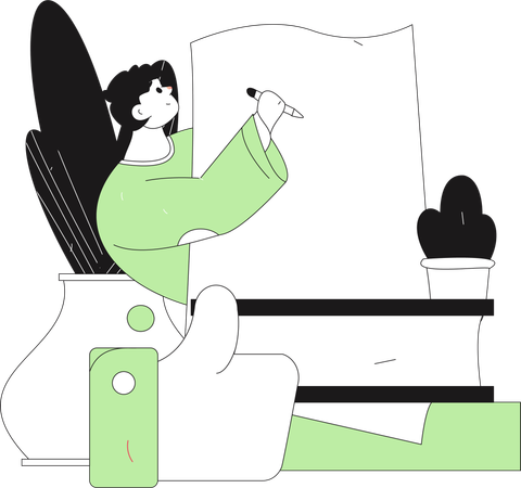 Frau schreibt ein Buch  Illustration