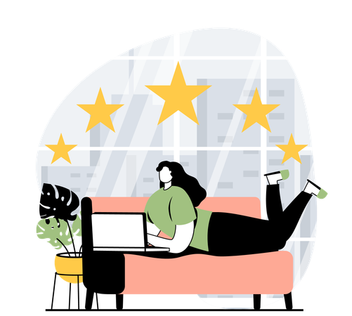 Frau schreibt Feedback  Illustration