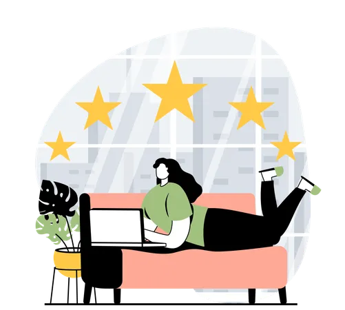 Frau schreibt Feedback  Illustration