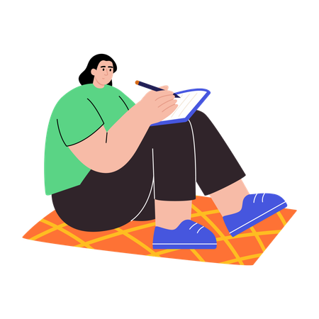 Frau schreibt Tagebuch  Illustration
