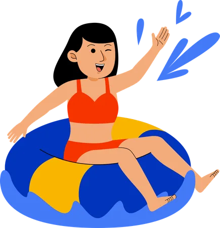 Frau schwimmt am Strand  Illustration