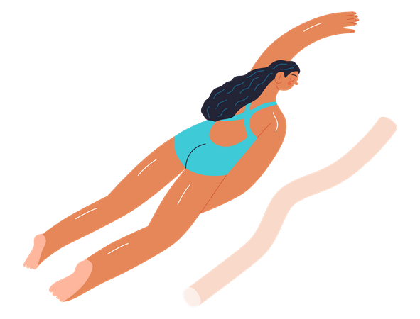 Frau schwimmt im Schwimmbad  Illustration