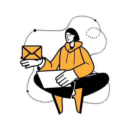 Frau versendet E-Mail-Newsletter  Illustration