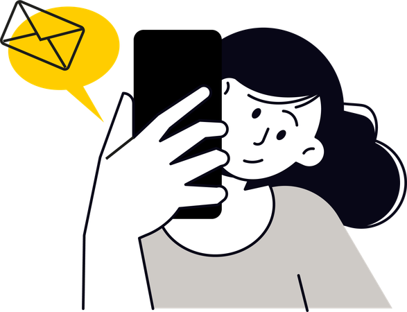 Frau sendet mobile E-Mail  Illustration