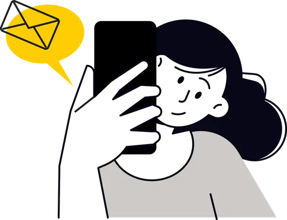 Frau sendet mobile E-Mail  Illustration
