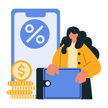 Frau sichert ihr Geld im Safe  Illustration