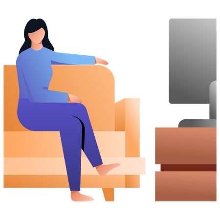 Frau vor dem Fernseher  Illustration