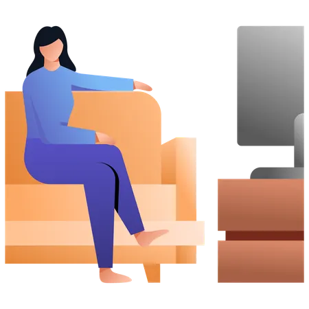 Frau vor dem Fernseher  Illustration