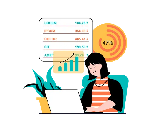 Frau sieht Investitionswachstum  Illustration