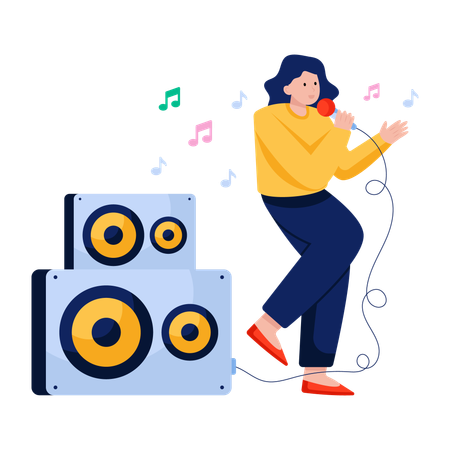 Frau singt in der Freizeit  Illustration
