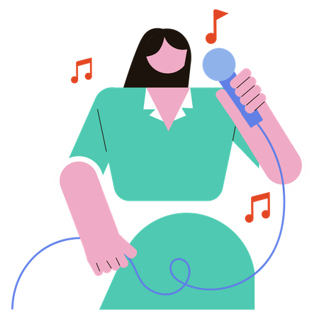 Frau singt Karaoke  Illustration