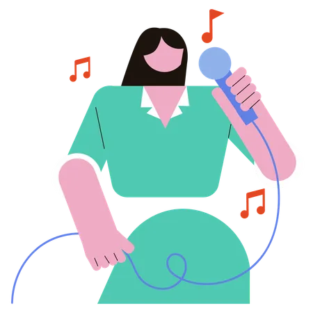 Frau singt Karaoke  Illustration