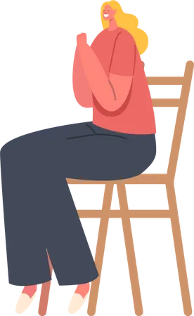 Frau sitzt auf Stuhl mit geschlossenen Augen und verschränkten Händen  Illustration