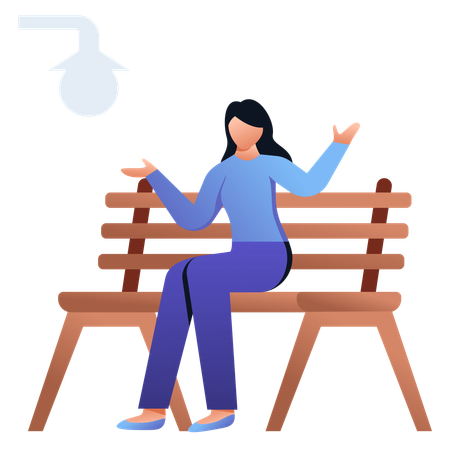 Frau sitzt im Garten  Illustration