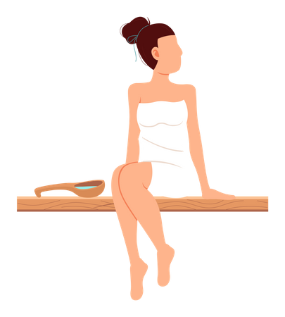 Frau sitzt in der Sauna  Illustration