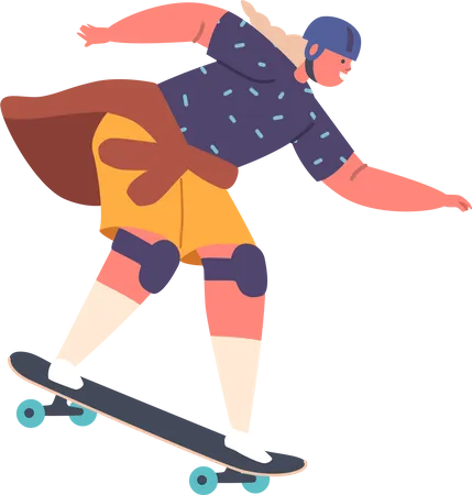 Frau, die Skateboard fährt  Illustration