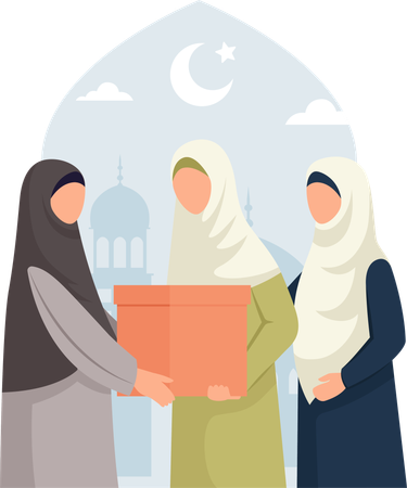 Frau spendet Zakat  Illustration