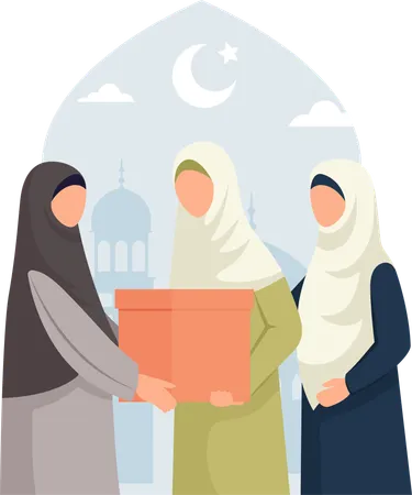 Frau spendet Zakat  Illustration