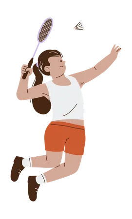 Frau spielt Badminton mit Schläger  Illustration