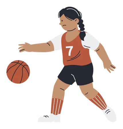 Frau spielt Basketball  Illustration