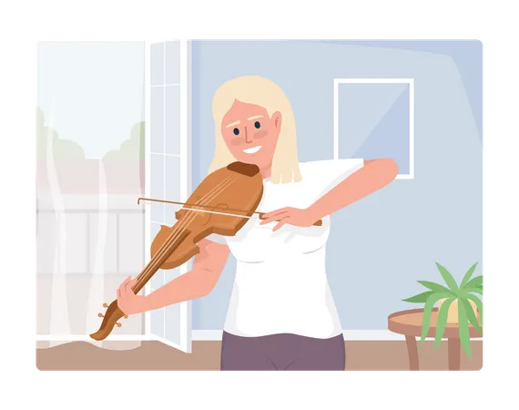 Frau spielt Geige  Illustration