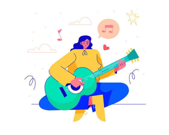 Frau spielt Gitarre  Illustration