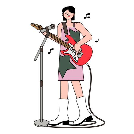 Frau spielt Gitarre  Illustration